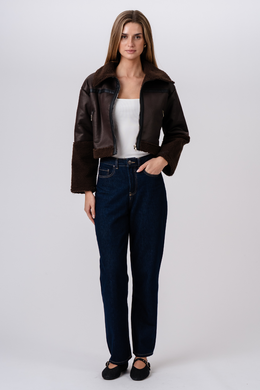 Daisy Shearling -takki - ruskea/musta