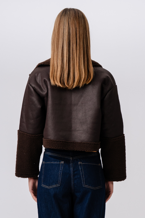 Daisy Shearling -takki - ruskea/musta