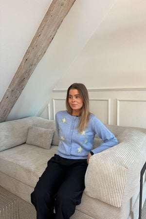 Camille O-neck neuletakki - Brunnera Blue