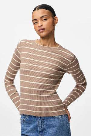 Mira New O-Neck Knit - Greige/Birch