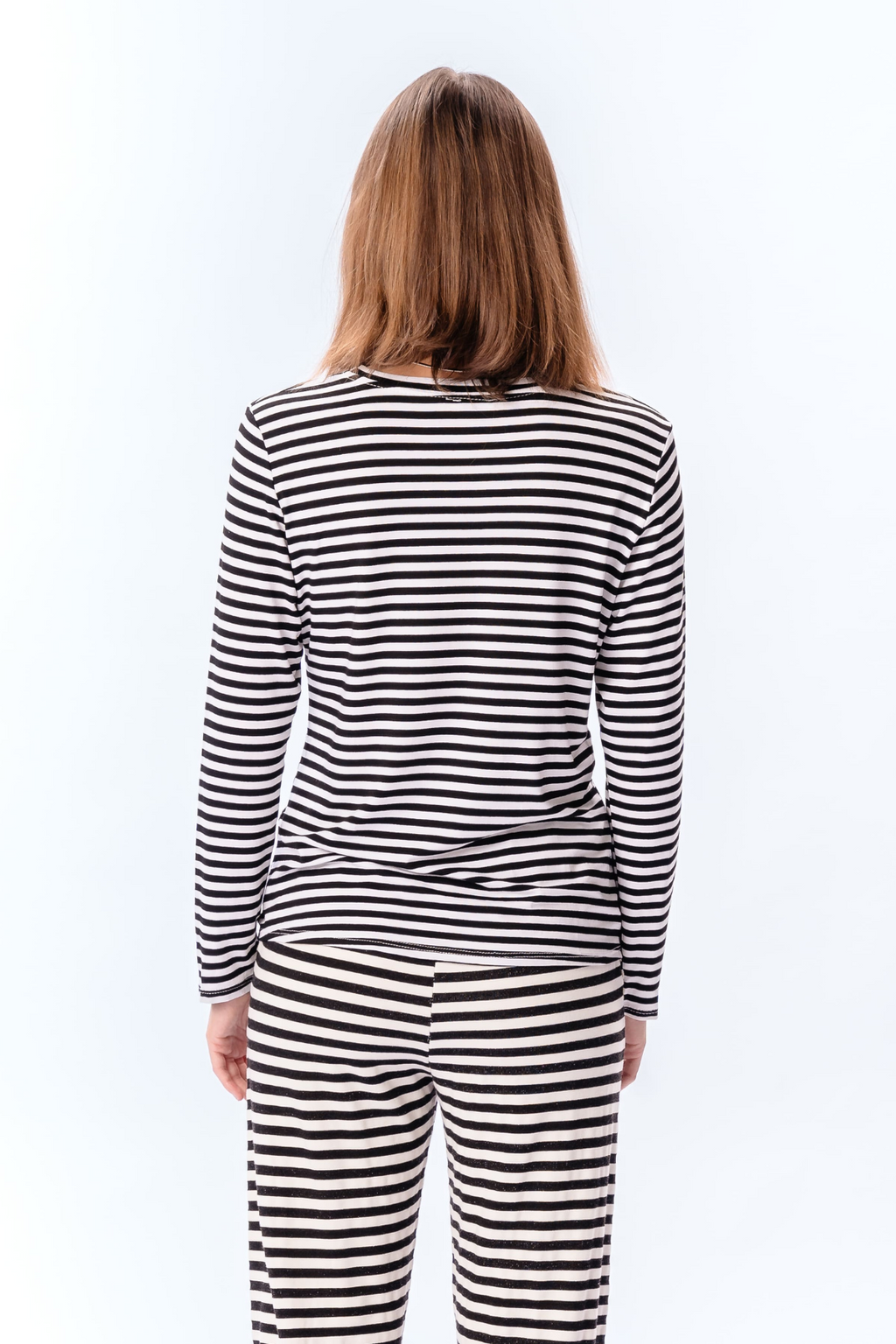 Raidallinen pitkähihainen Slim Fit - Musta