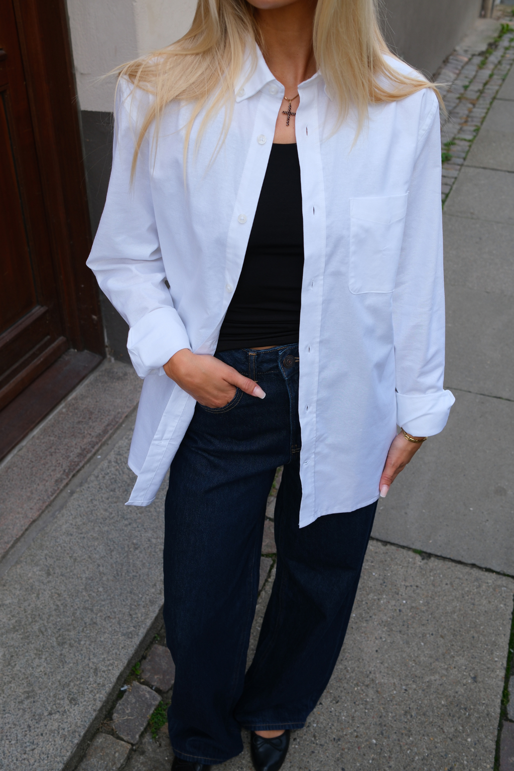 Poikaystävä Oxford -paita - valkoinen