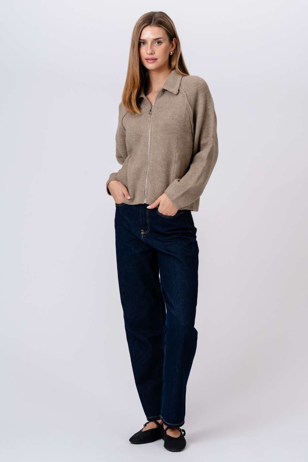 Selma Knit vetoketju - beige