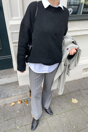 Lisa Wide Pant Aop - Keskikokoinen harmaa melange