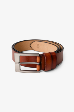 Abilene Belt - tummanruskea nahka - hopea solki