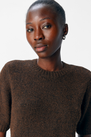 Aggia s/s neulottu pullover - sinetöinti ruskea