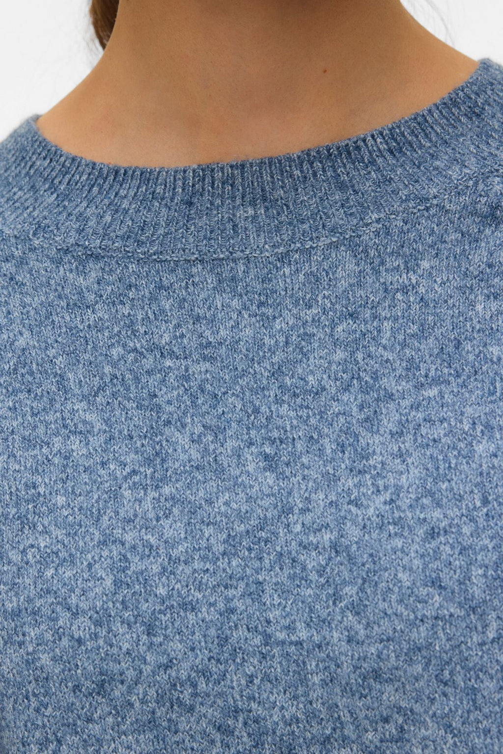 Doffy O-neck pusero - Dark Denim w. Valkoinen melange