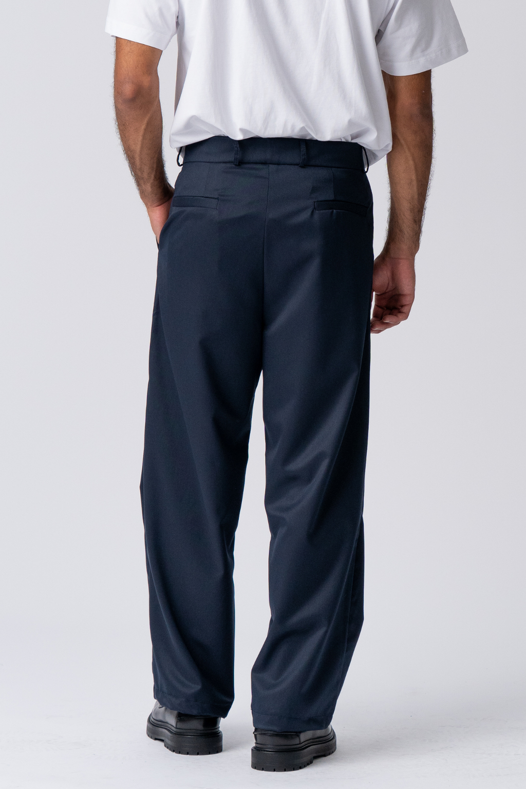 Laskostettu leveä puku Pants - Laivasto