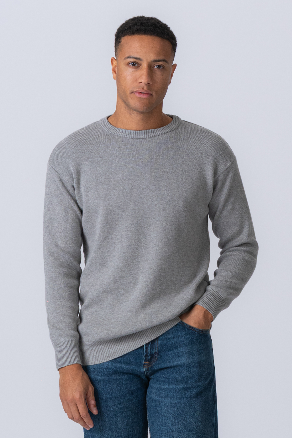 Crewneck Knit -villapaita - vaaleanharmaa