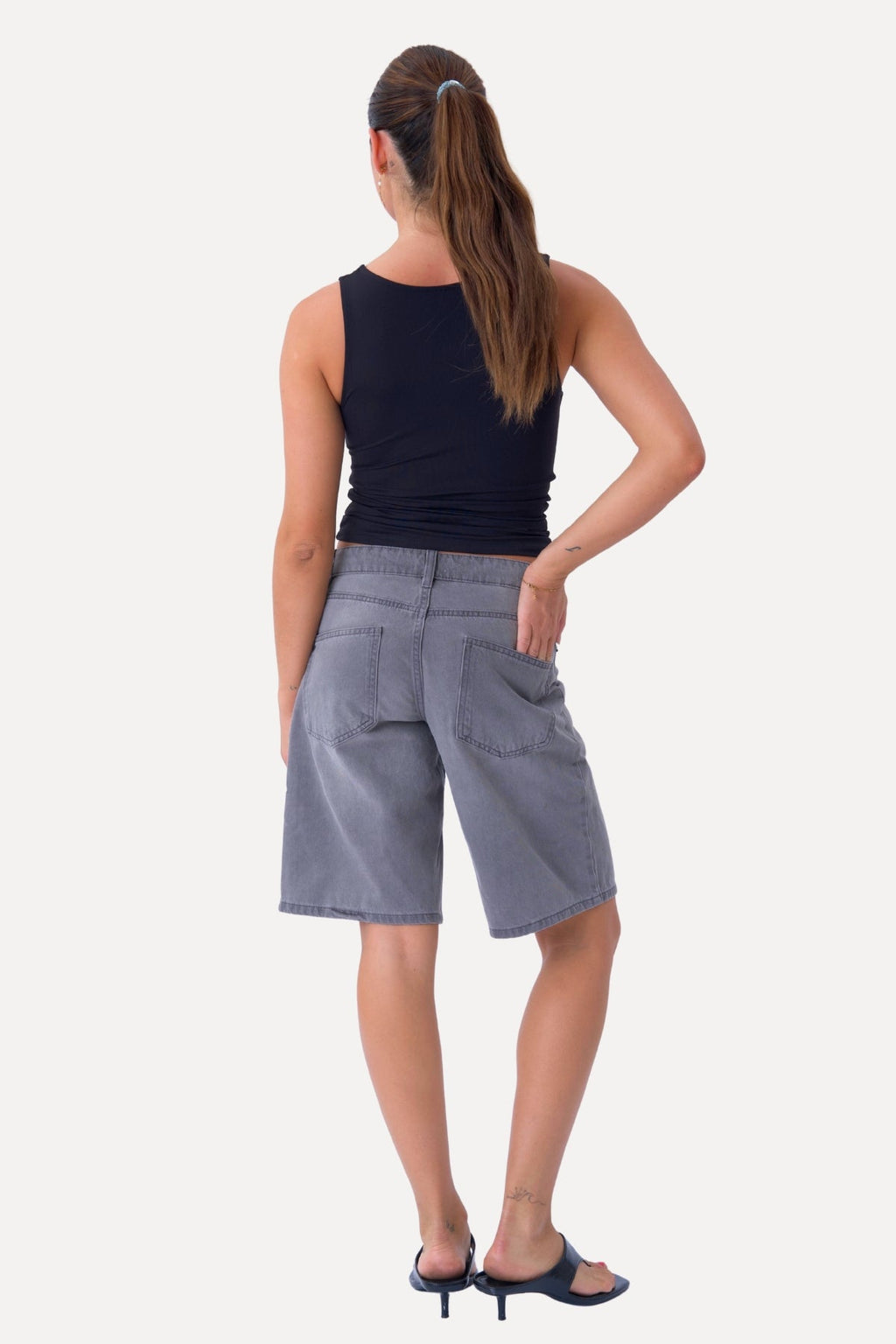 Denim Shorts - Harmaa