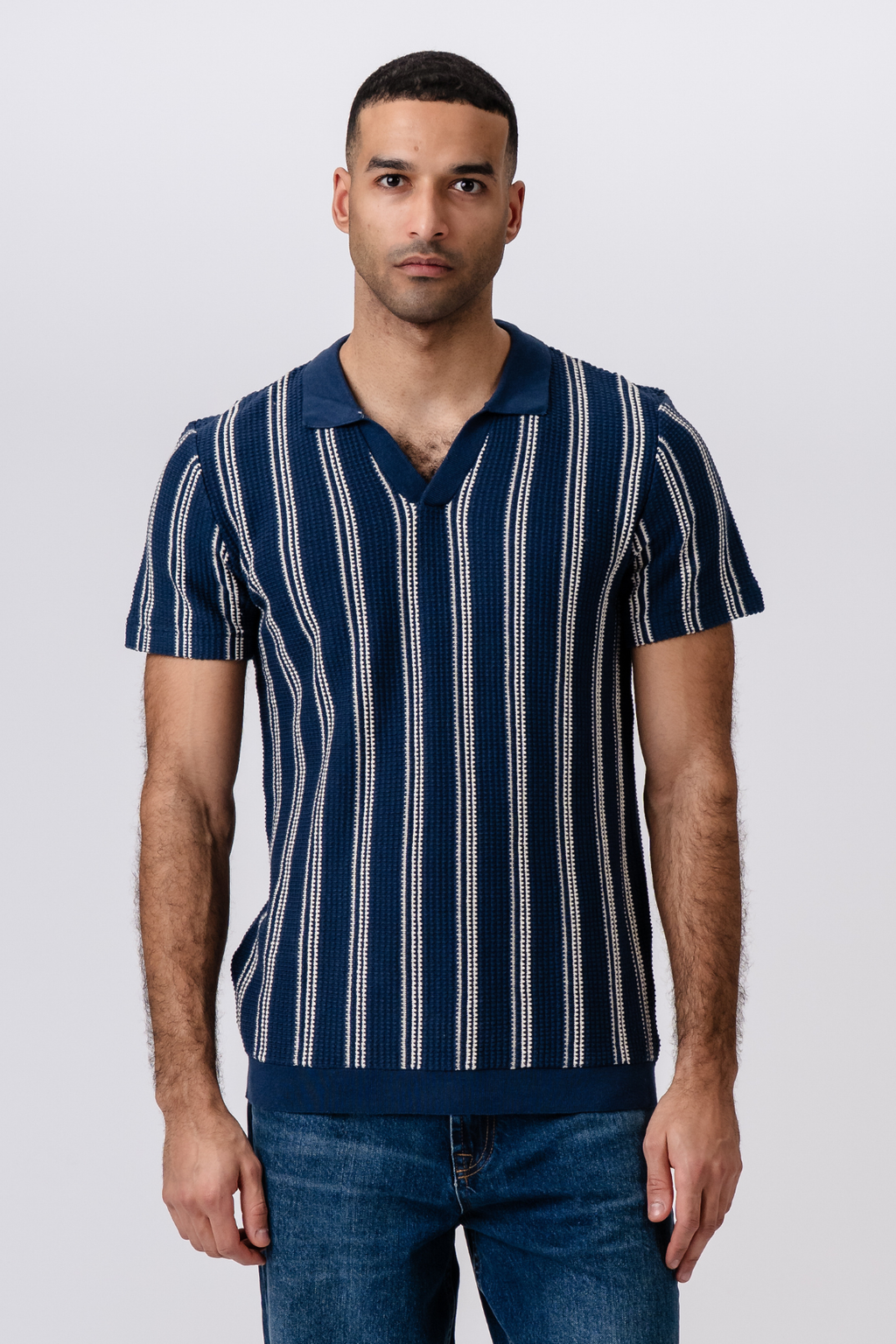 Raidallinen pullover - sininen