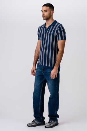 Raidallinen pullover - sininen