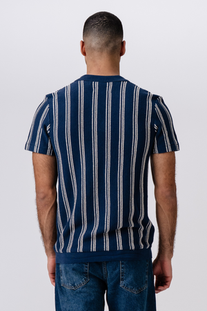 Raidallinen pullover - sininen