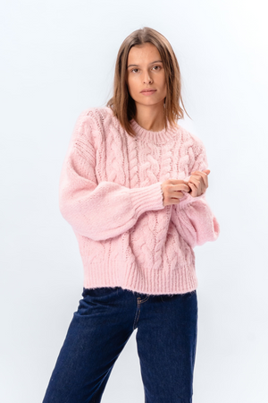 Emma Cable Knit - Candy pinkki