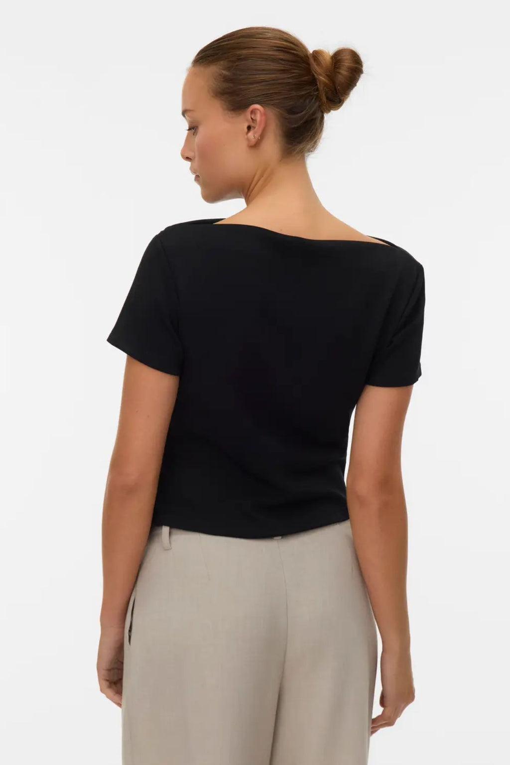 Mille Boatneck lyhyt toppi - musta