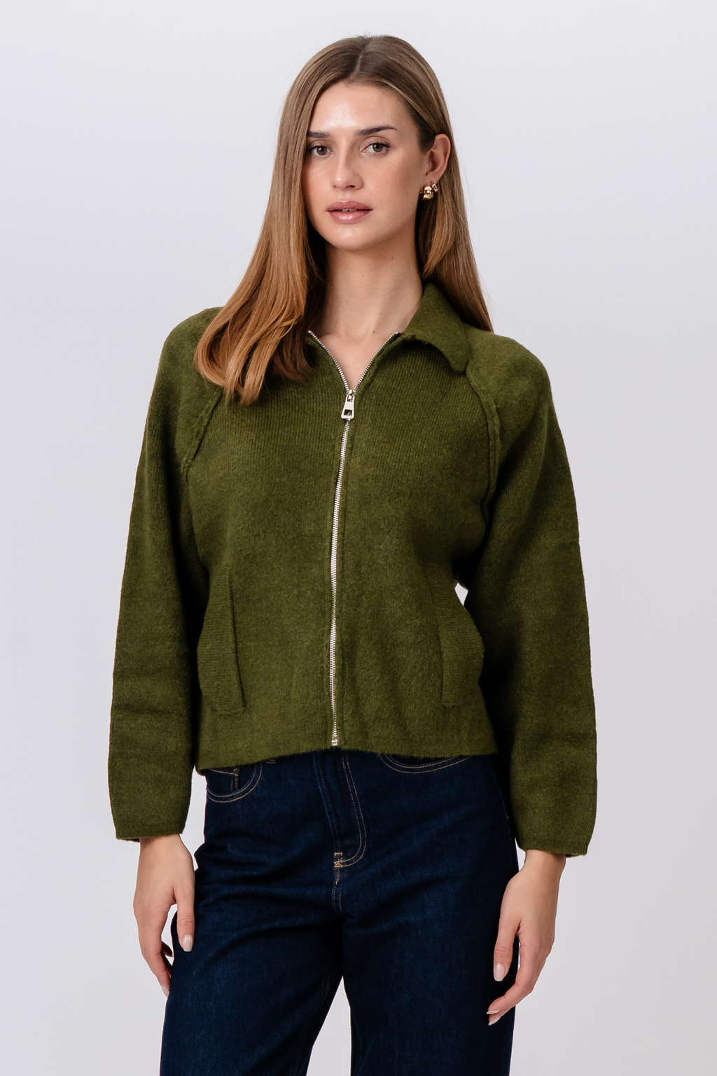 Selma Knit vetoketju - Khaki