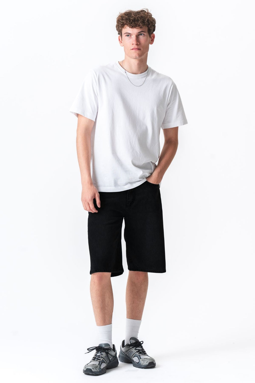 Denim Shorts Löysä - tasainen musta