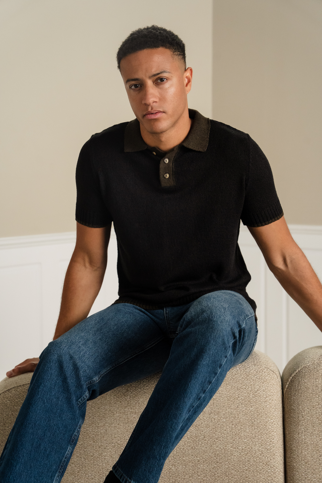 Neulottu polo - ruskea