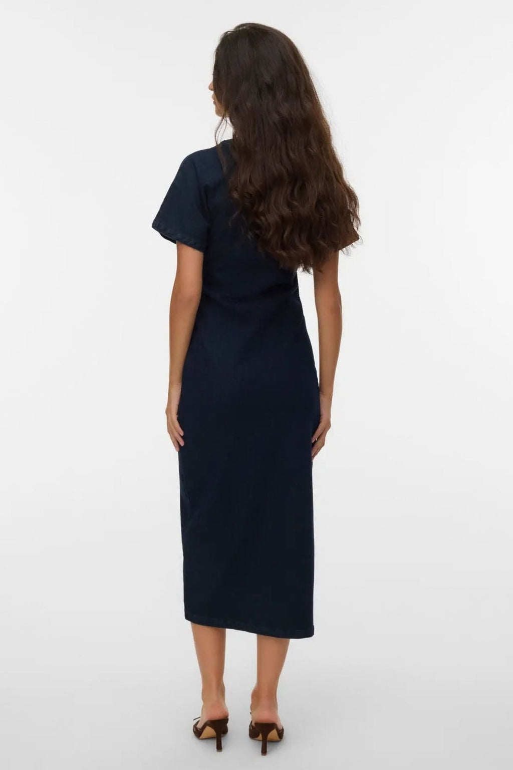 Sanni V-kaula-aukkoinen mekko - Tummansininen Denim