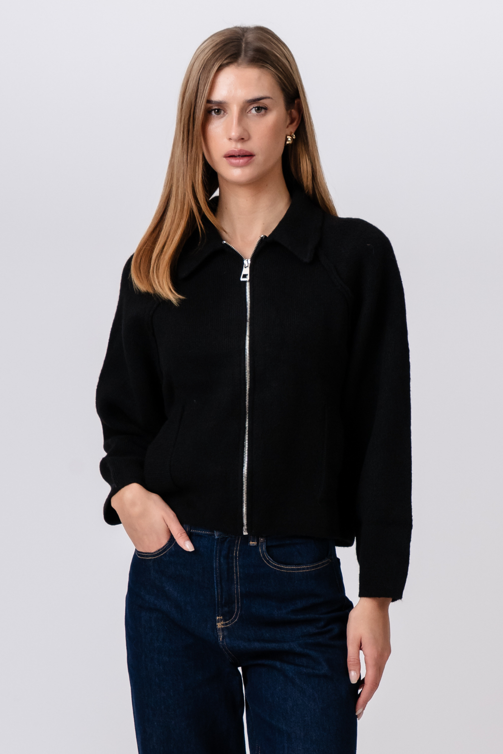 Selma Knit vetoketju - musta