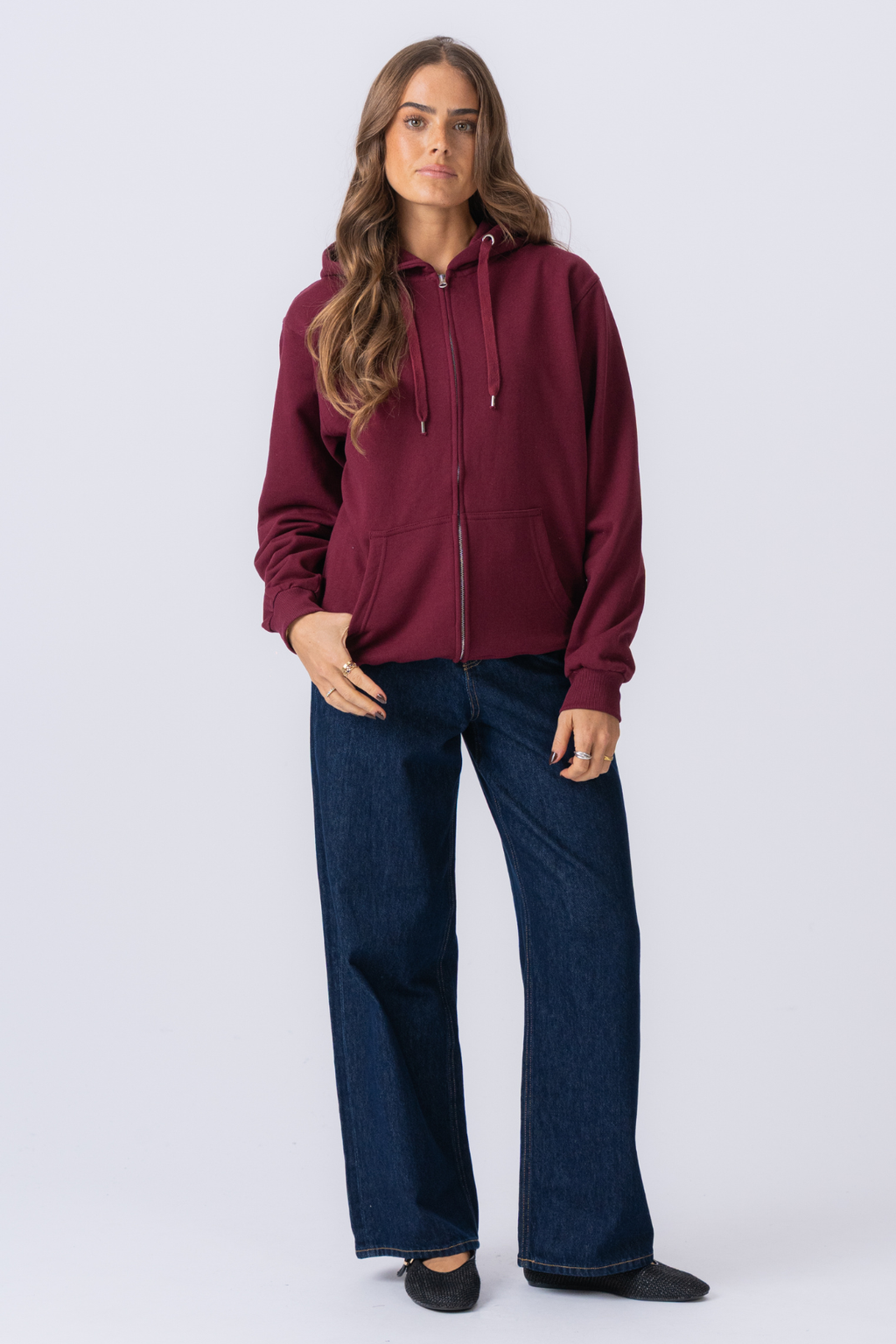 Perus Zip -huppari - Burgundia