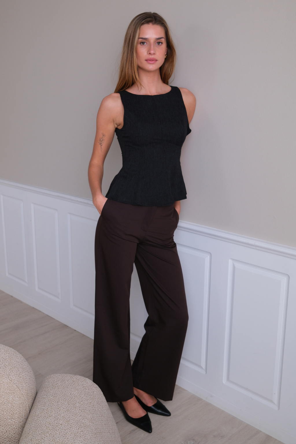 Rosalie Wide Pants - Ruskea