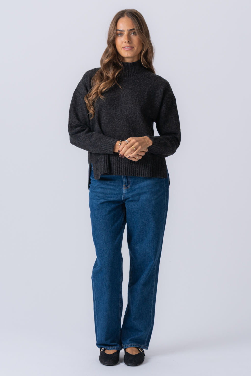 Emma Knit - tummanharmaa melange