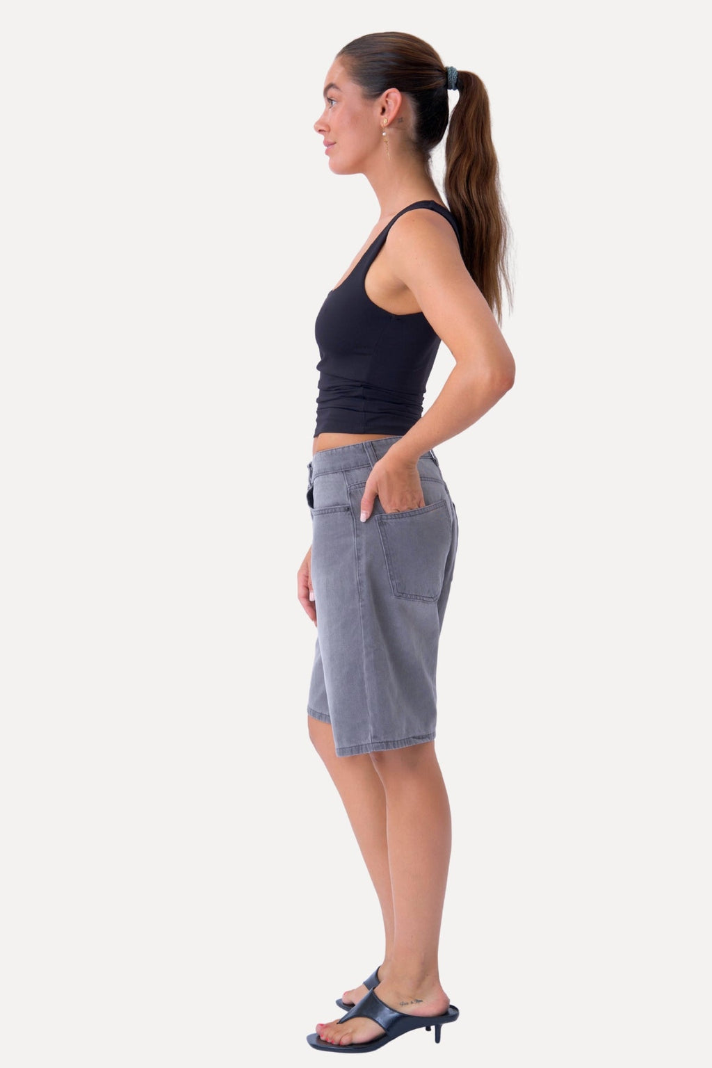Denim Shorts - Harmaa