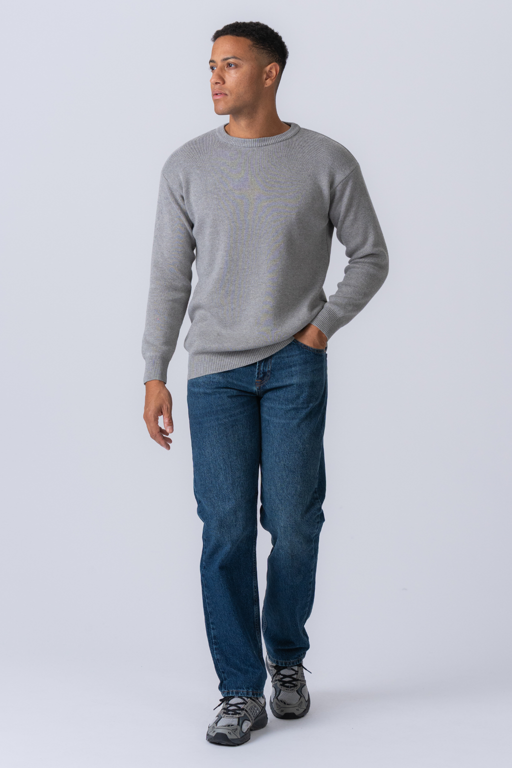 Crewneck Knit -villapaita - vaaleanharmaa