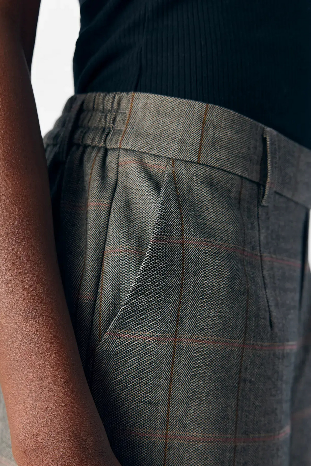 Lisa leveä Pants - Musta humus + tanniini