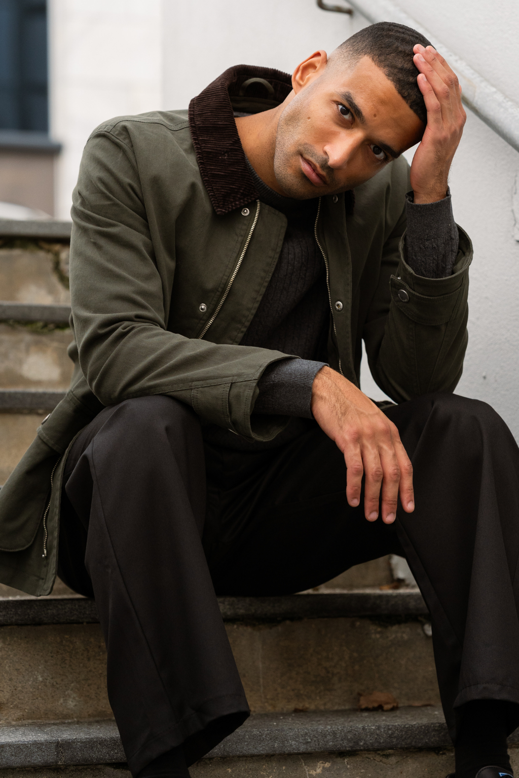 Twill -takki - tumma oliivi