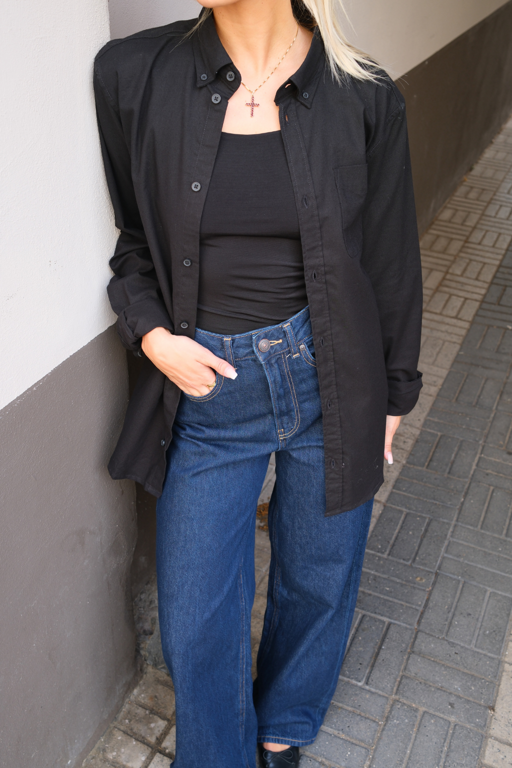 Poikaystävä Oxford -paita - musta