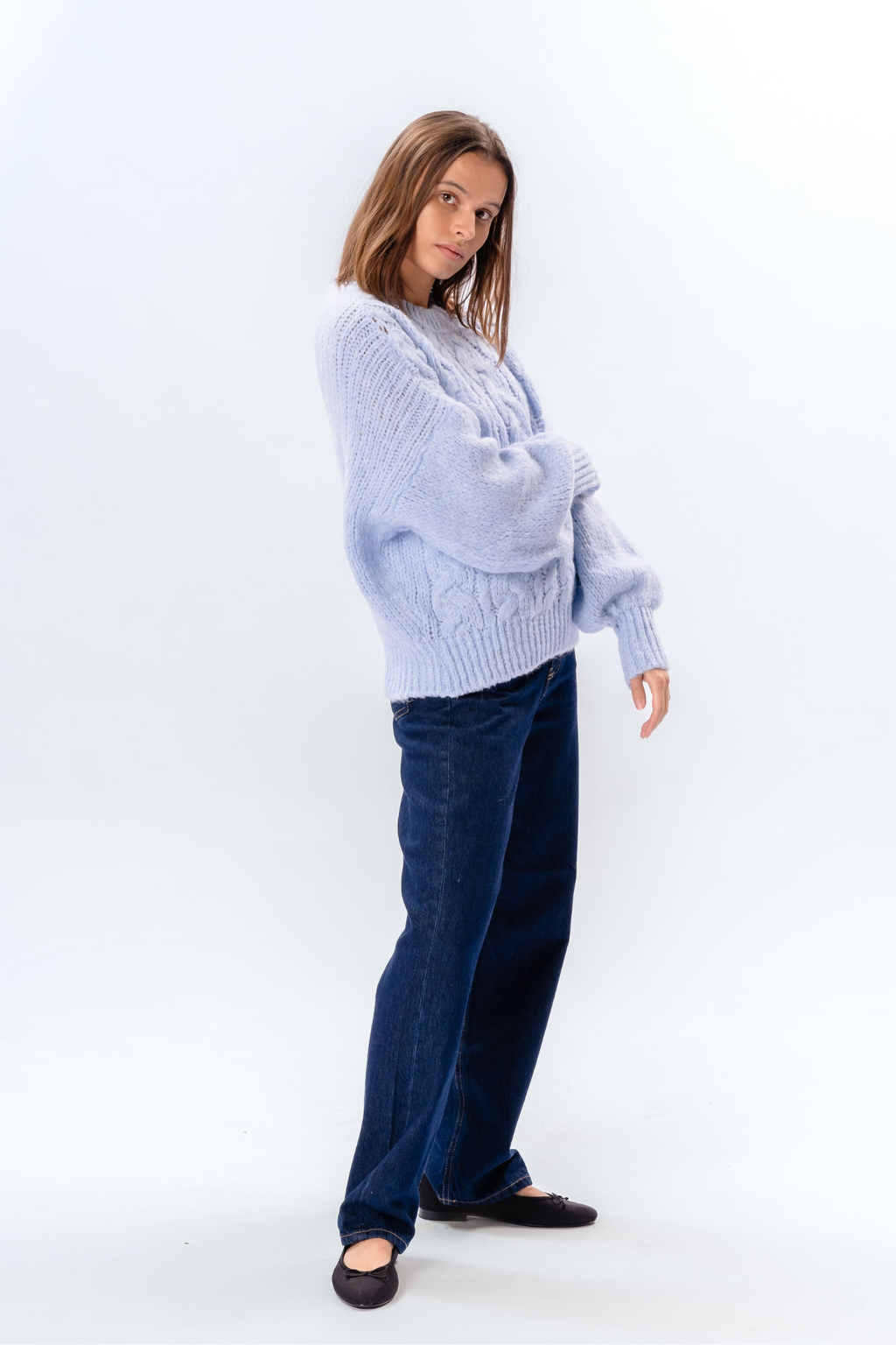 Emma Cable Knit - taivaansininen