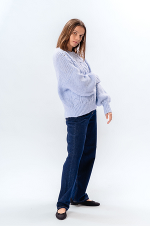 Emma Cable Knit - taivaansininen