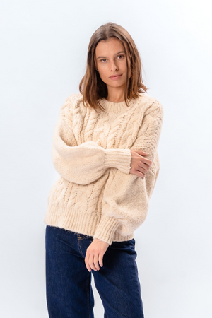 Emma Cable Knit - luonnonvalkoinen