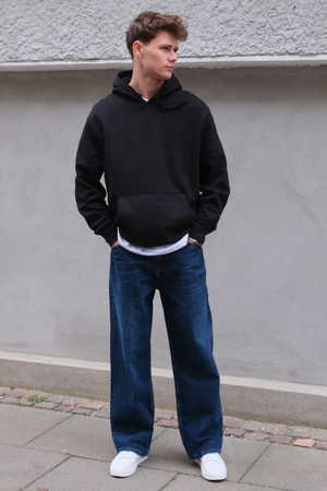 Baggy Jeans - tummansininen