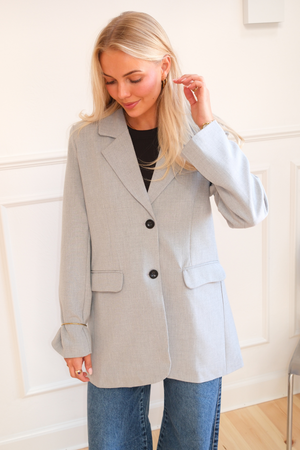 Claire Oversized Blazer - vaaleanharmaa