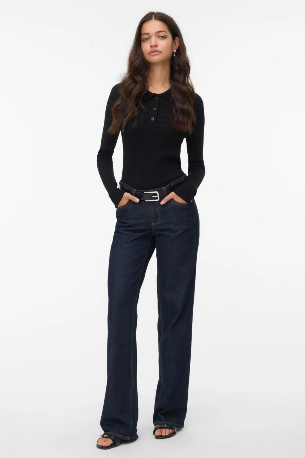 Silje Poloneck Pullover - Musta