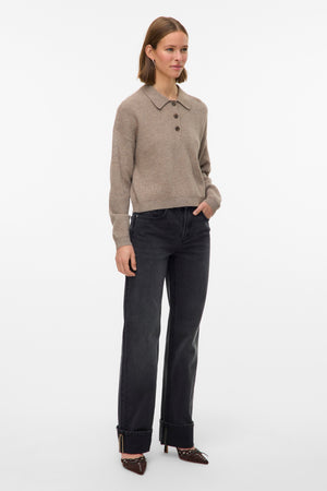 Jännittävä poolo-neulepusero - Silver Mink