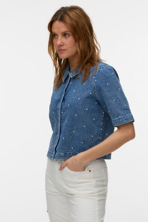 Dionne 2/4 Denim paita - Medium Blue Denim - Heart