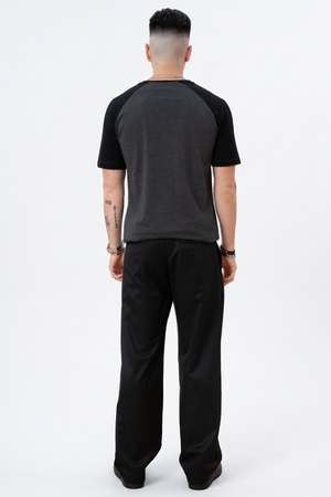 Basic Ragan T-paita-musta-tumma harmaa