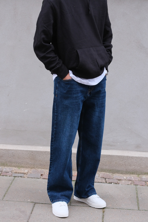 Baggy Jeans - tummansininen
