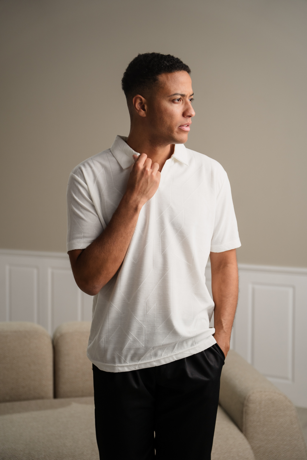 Atlas kuvioitu polo - valkoinen