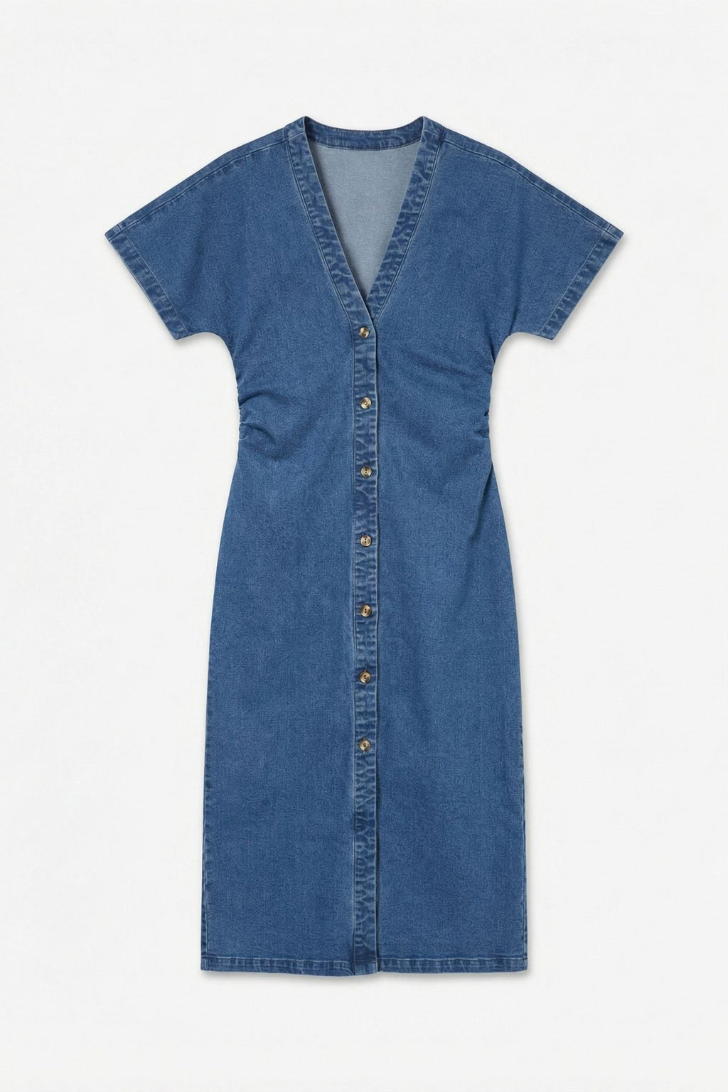 Melaney 2/4 V-kaula-aukkoinen farkkumekko - Medium Blue Denim