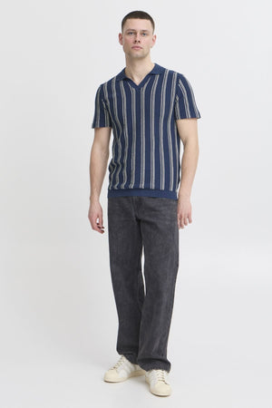 Raidallinen pullover - sininen