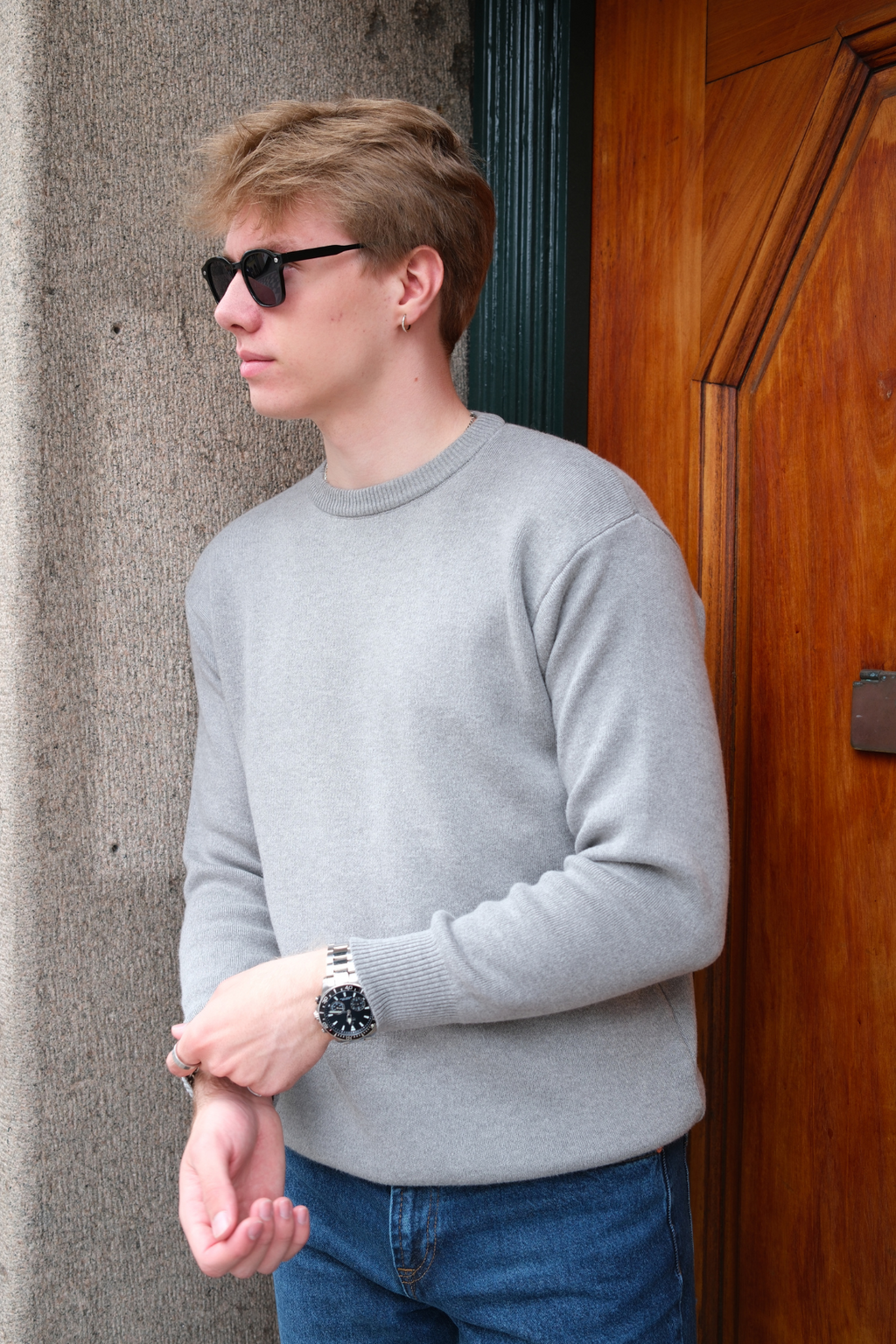 Crewneck Knit -villapaita - vaaleanharmaa