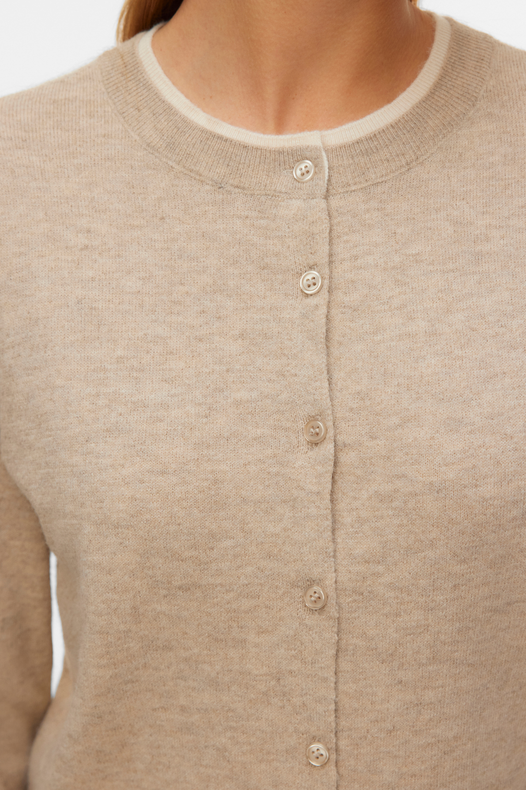 Ihana o-kaula-aukkoinen neuletakki - Silver Mink Melange w. Koivu