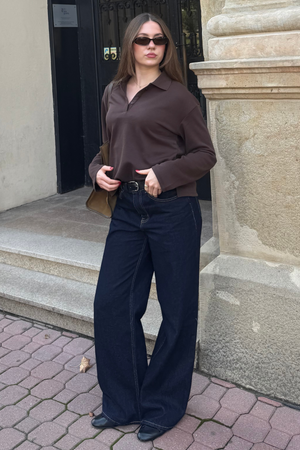 Alkuperäinen esitys leveät farkut - tummansininen farkku