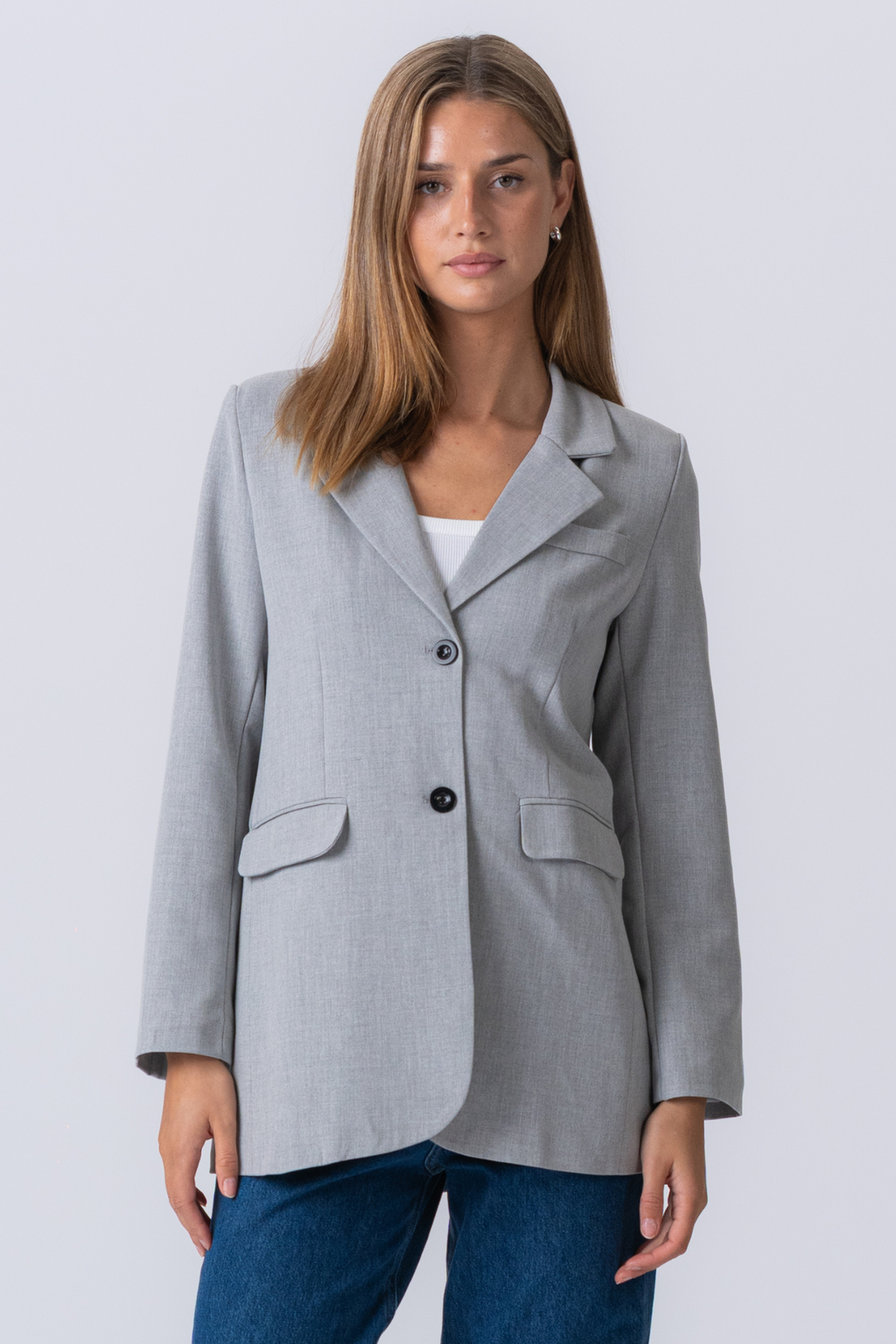 Claire Oversized Blazer - vaaleanharmaa