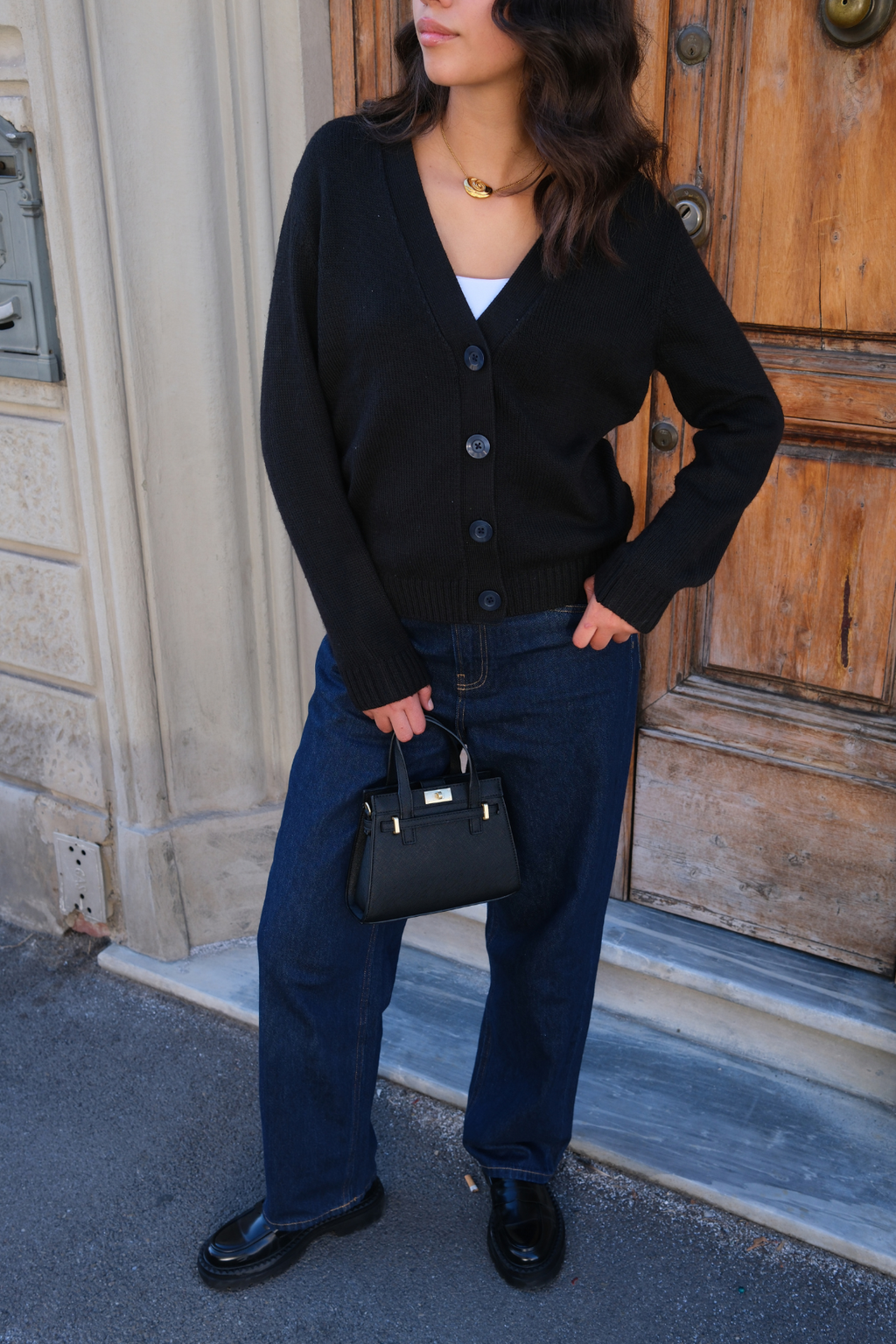 Neulottu neuletakki - musta